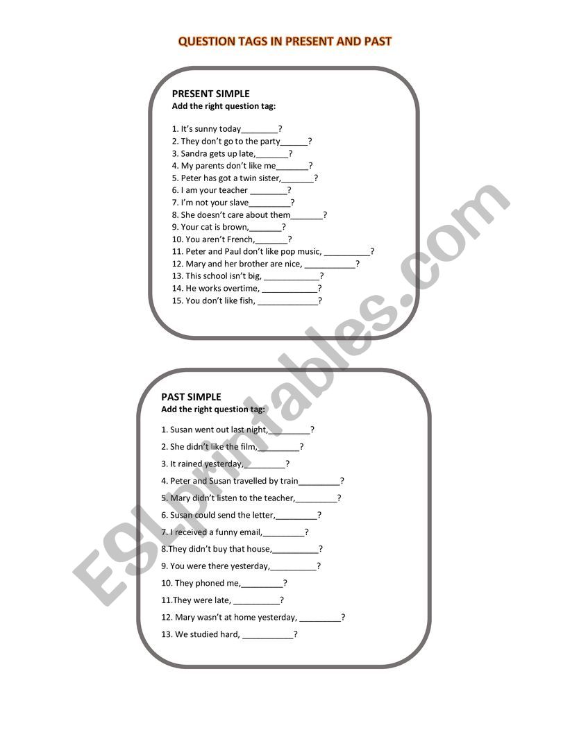 Question tags in present and past