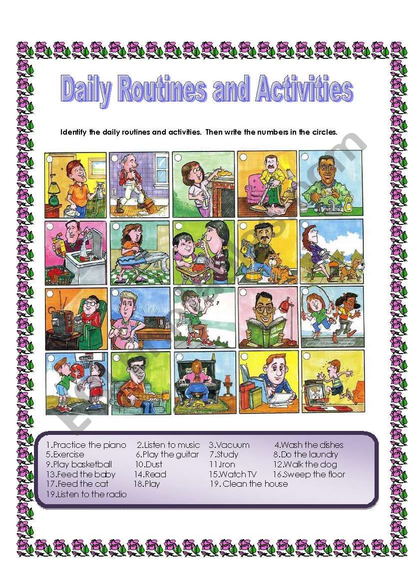 Daily routines and activities- Label the pictures + ANSWER KEY(18.08.08) -PART 1