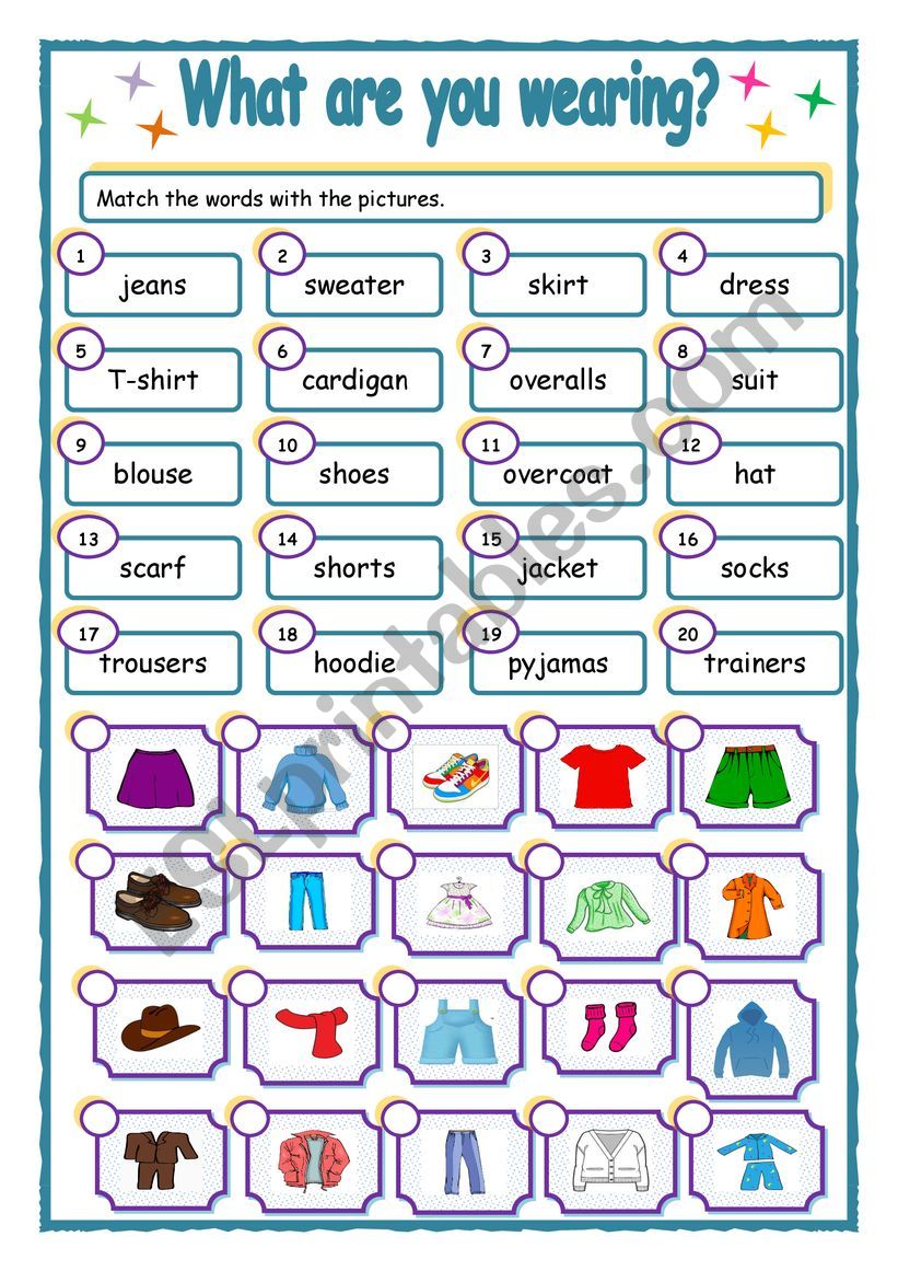 Clothes worksheet