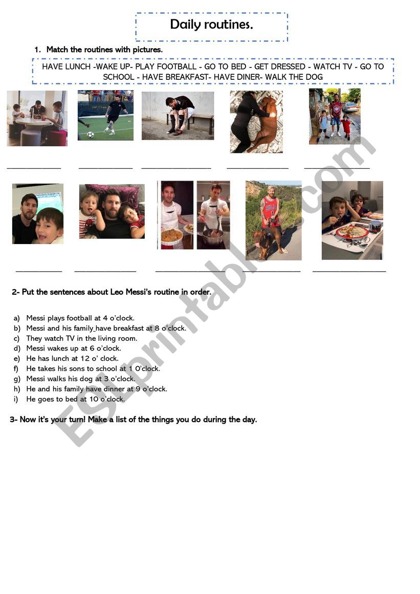 Simple Present- Messi routines 