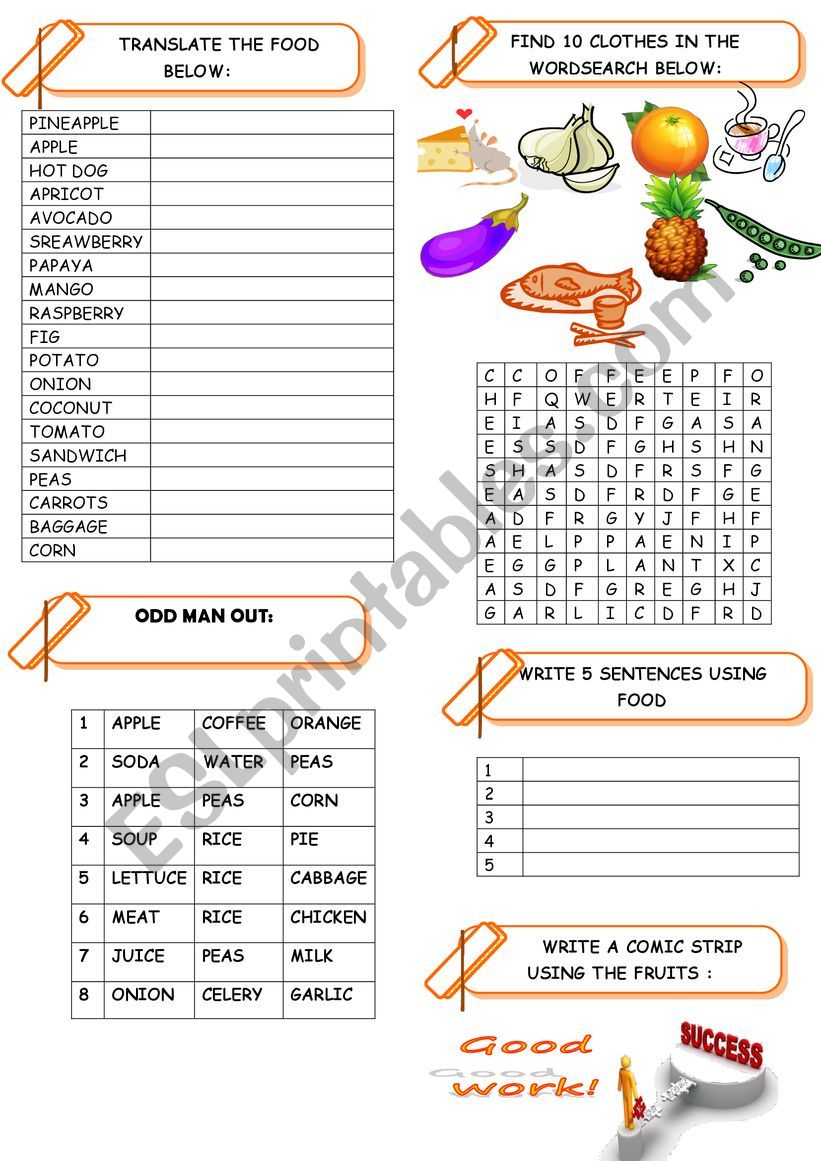 FOOD worksheet