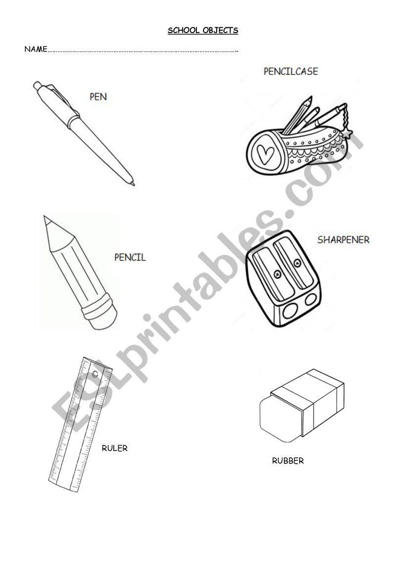 School objects worksheet