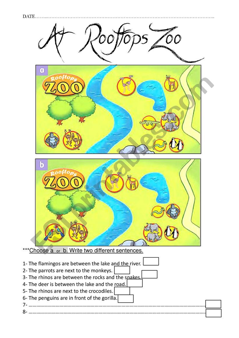 AT ROOFTOPS ZOO - READING - PREPOSITIONS OF PLACE
