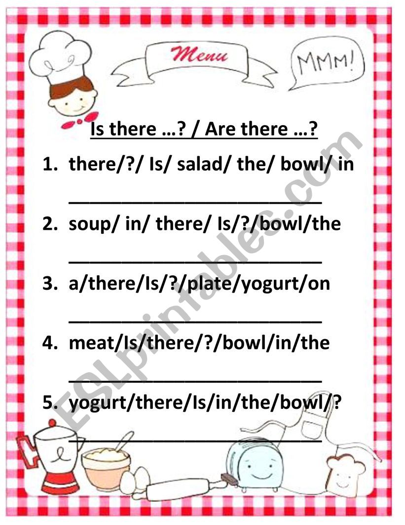 IS THERE OR ARE THERE? (FOOD) worksheet