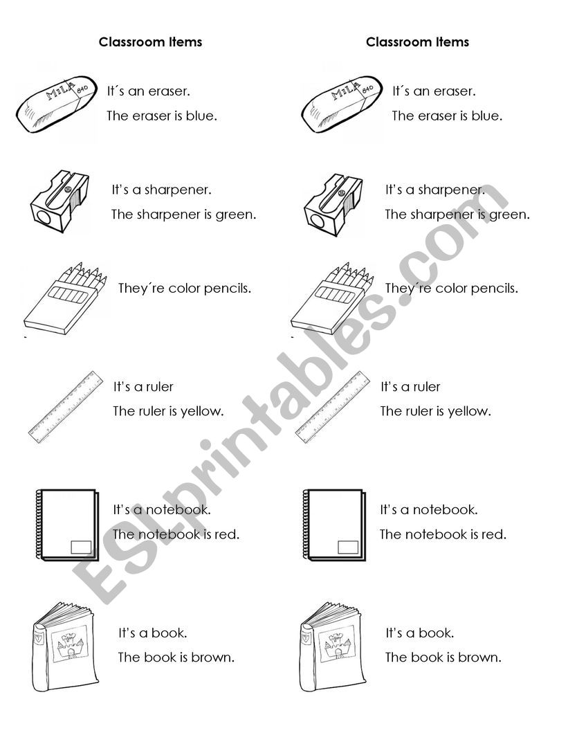 school items worksheet