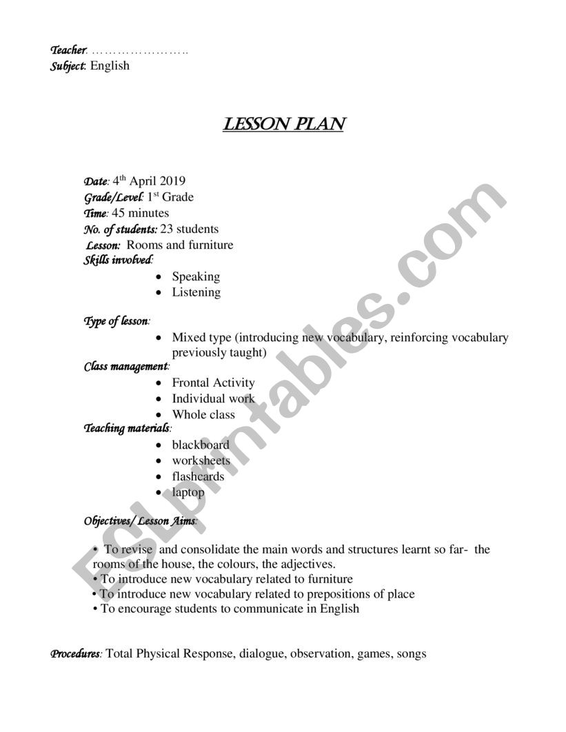 Lesson plan worksheet