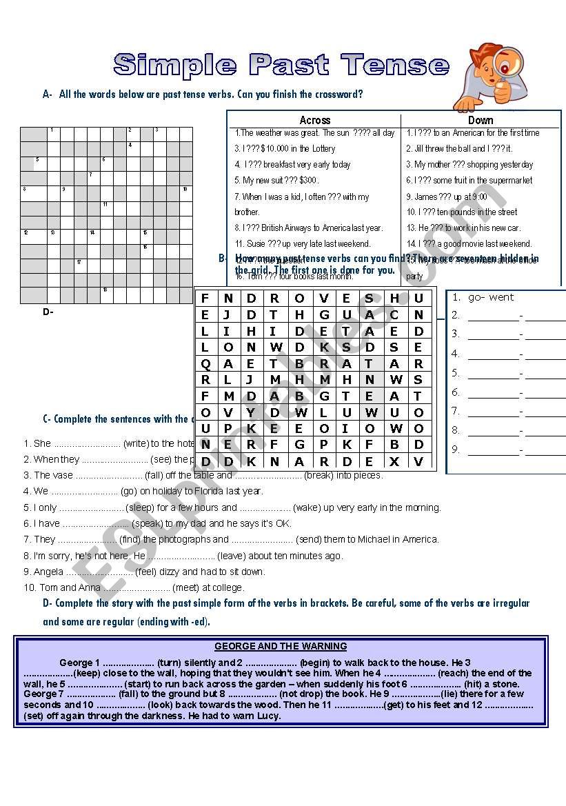 Simple Past exercises worksheet