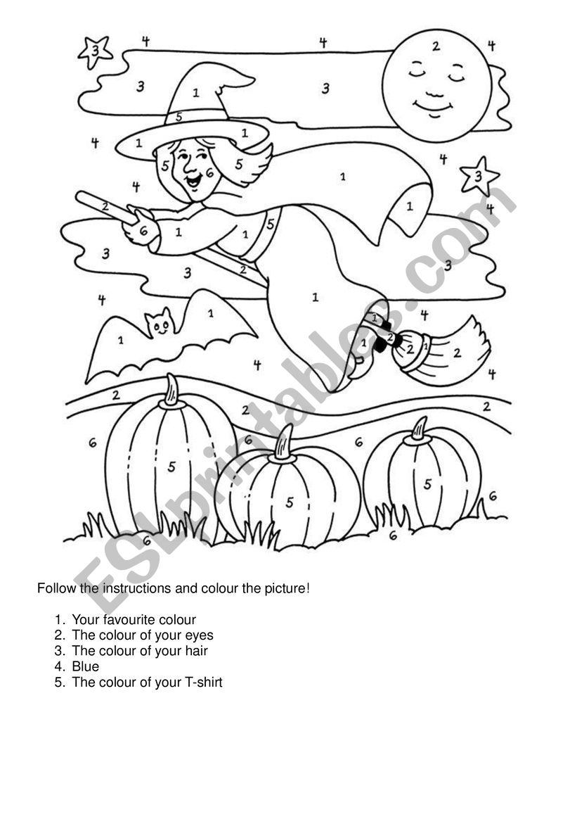 Halloween Number Colouring Picture