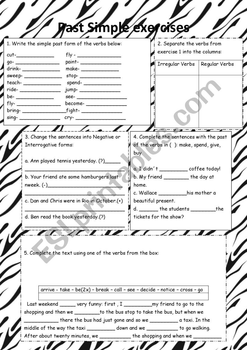 Past Simple exercises worksheet