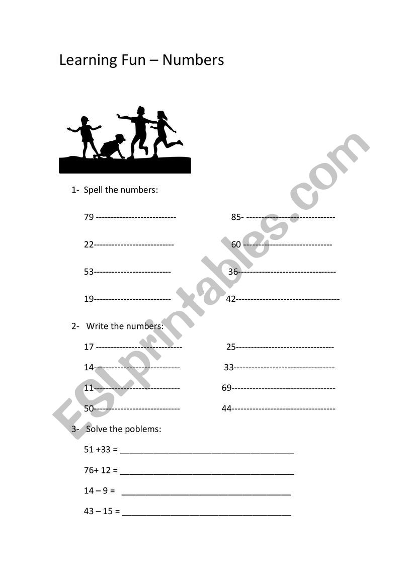 Learning fun - Numbers worksheet