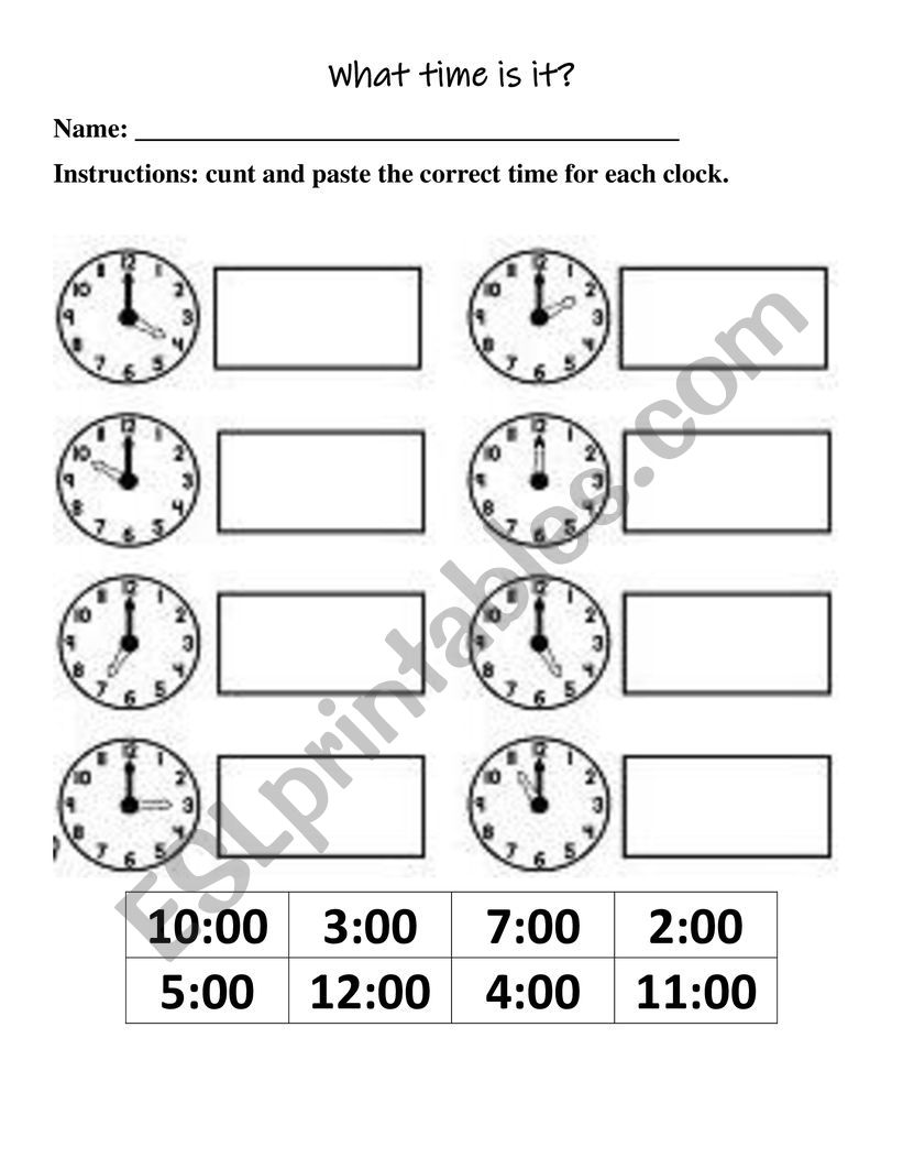 What time is it... worksheet