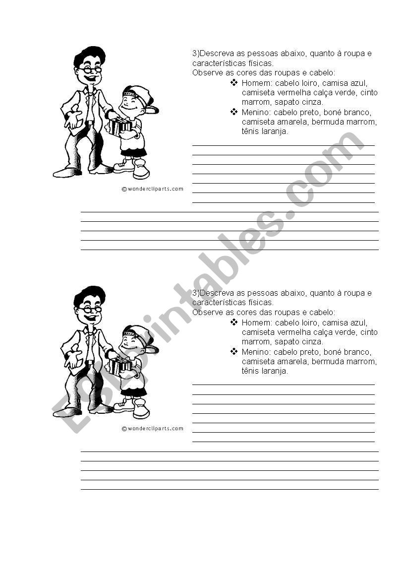 describing clothes test worksheet