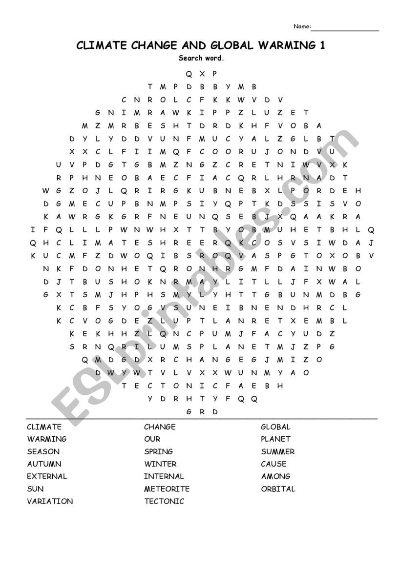 Climate change worksheet