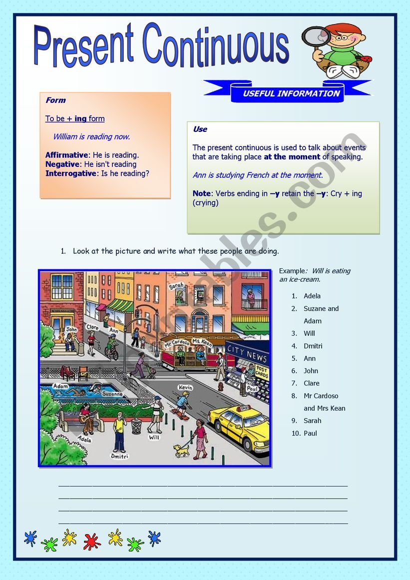 Present continuous worksheet