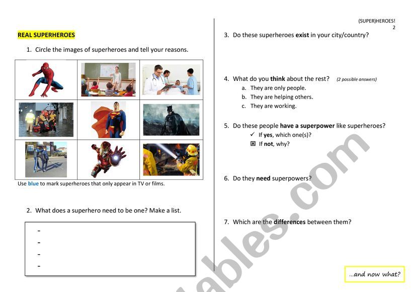 About superheroes worksheet