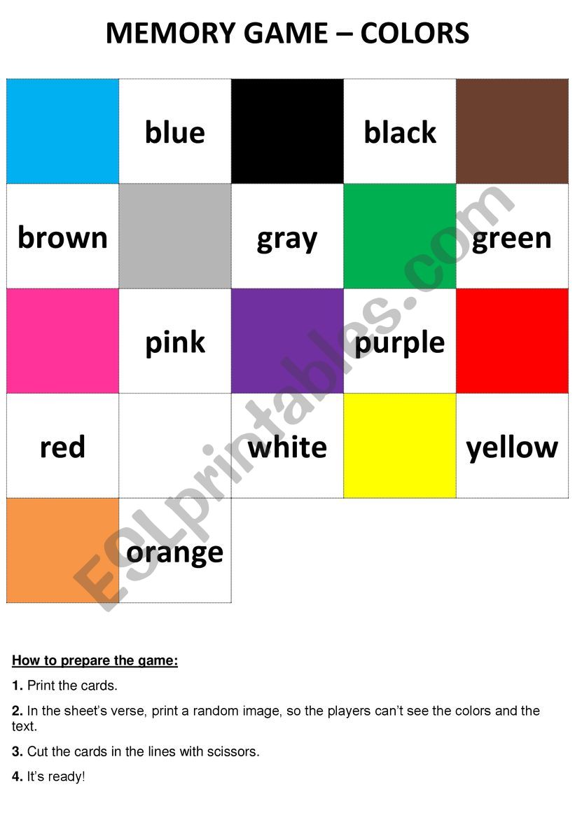 Memory game - Colors worksheet