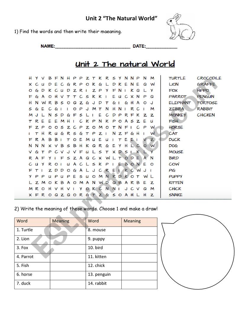Wild and domestic animals worksheet