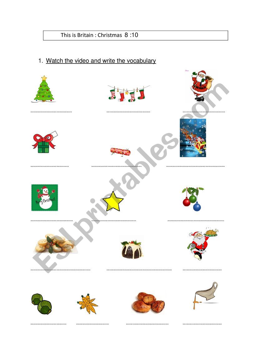 this is britain CHRISTMAS worksheet