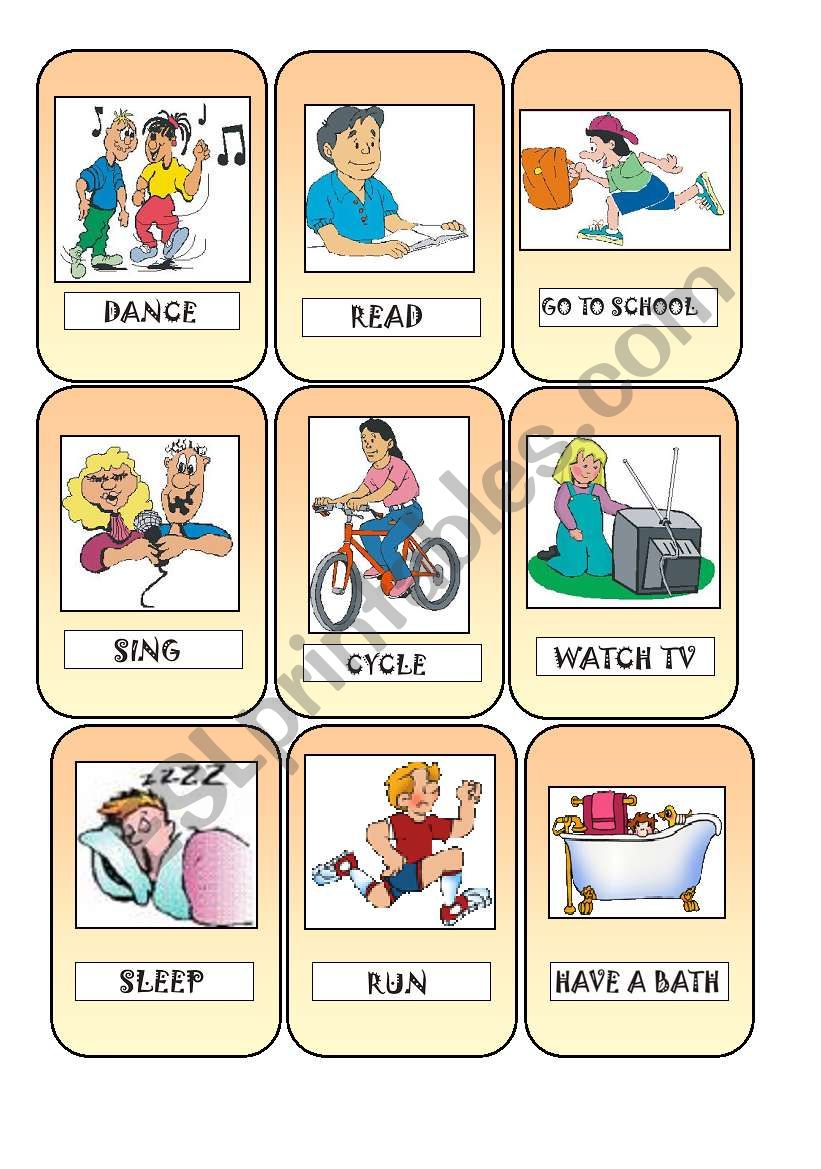 Action cards worksheet