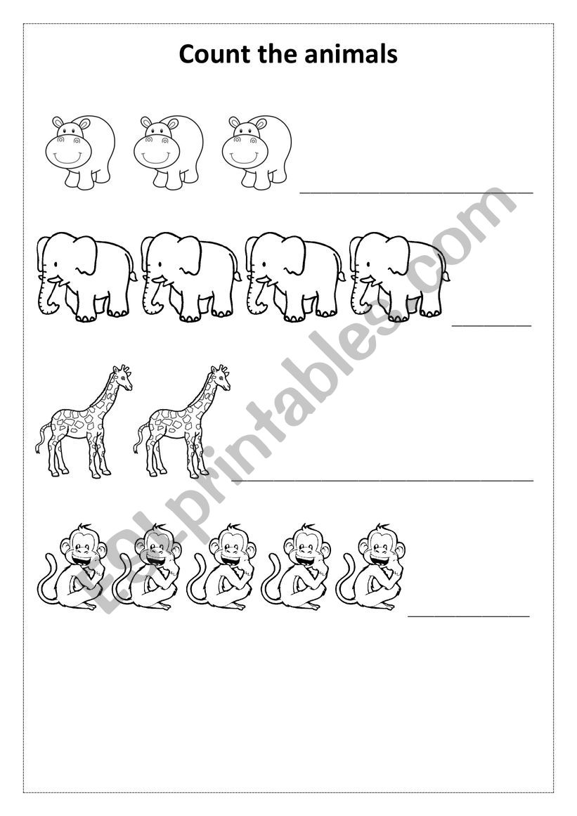 Count the animals worksheet