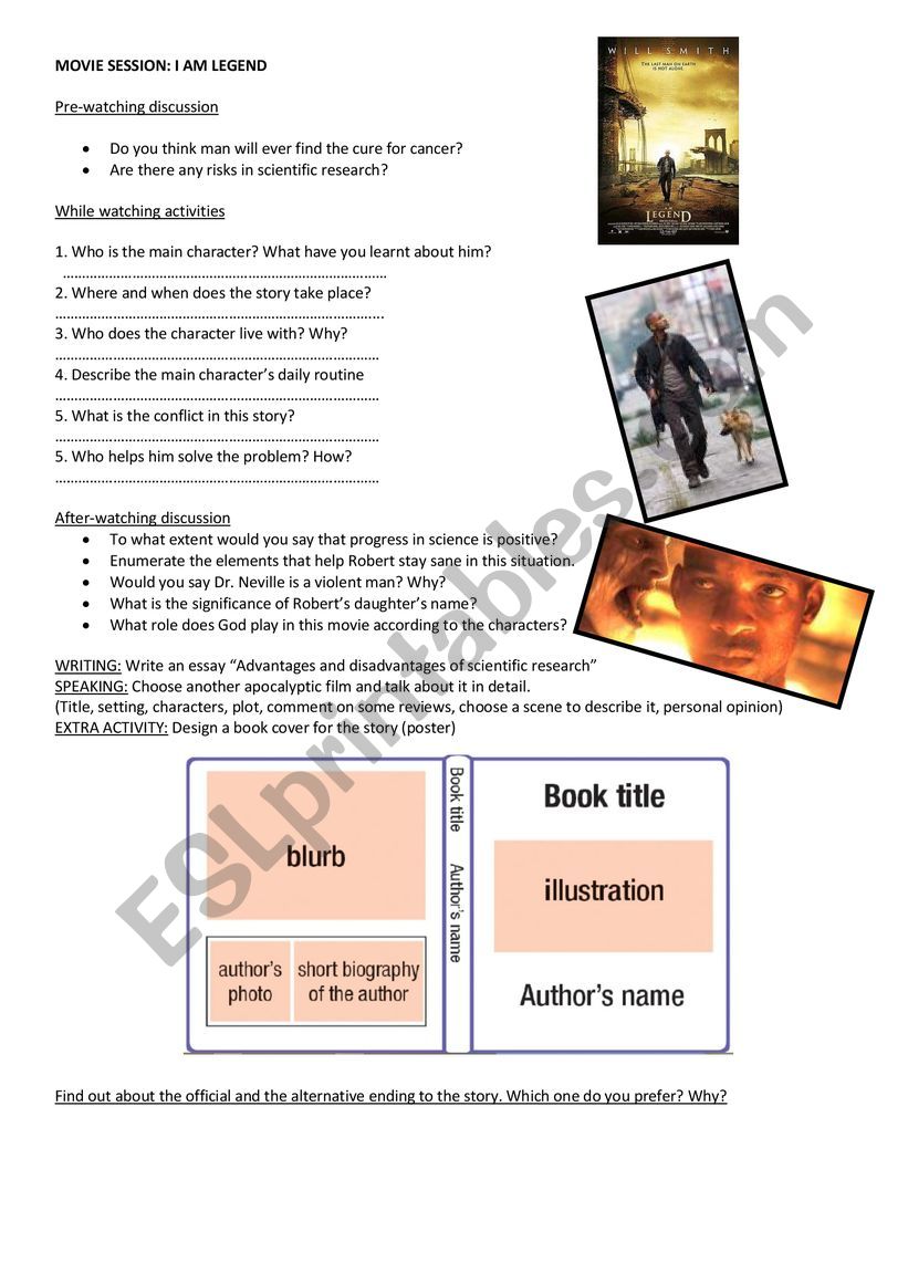 I Am Legend worksheet