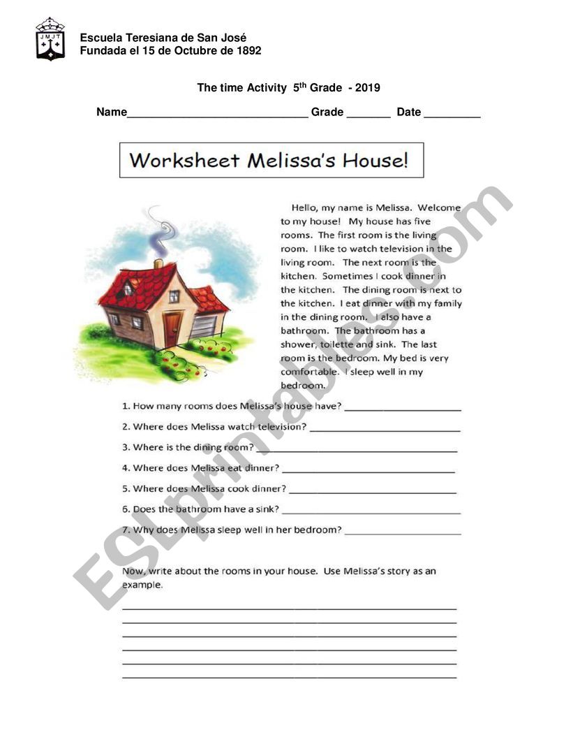 part of the house worksheet