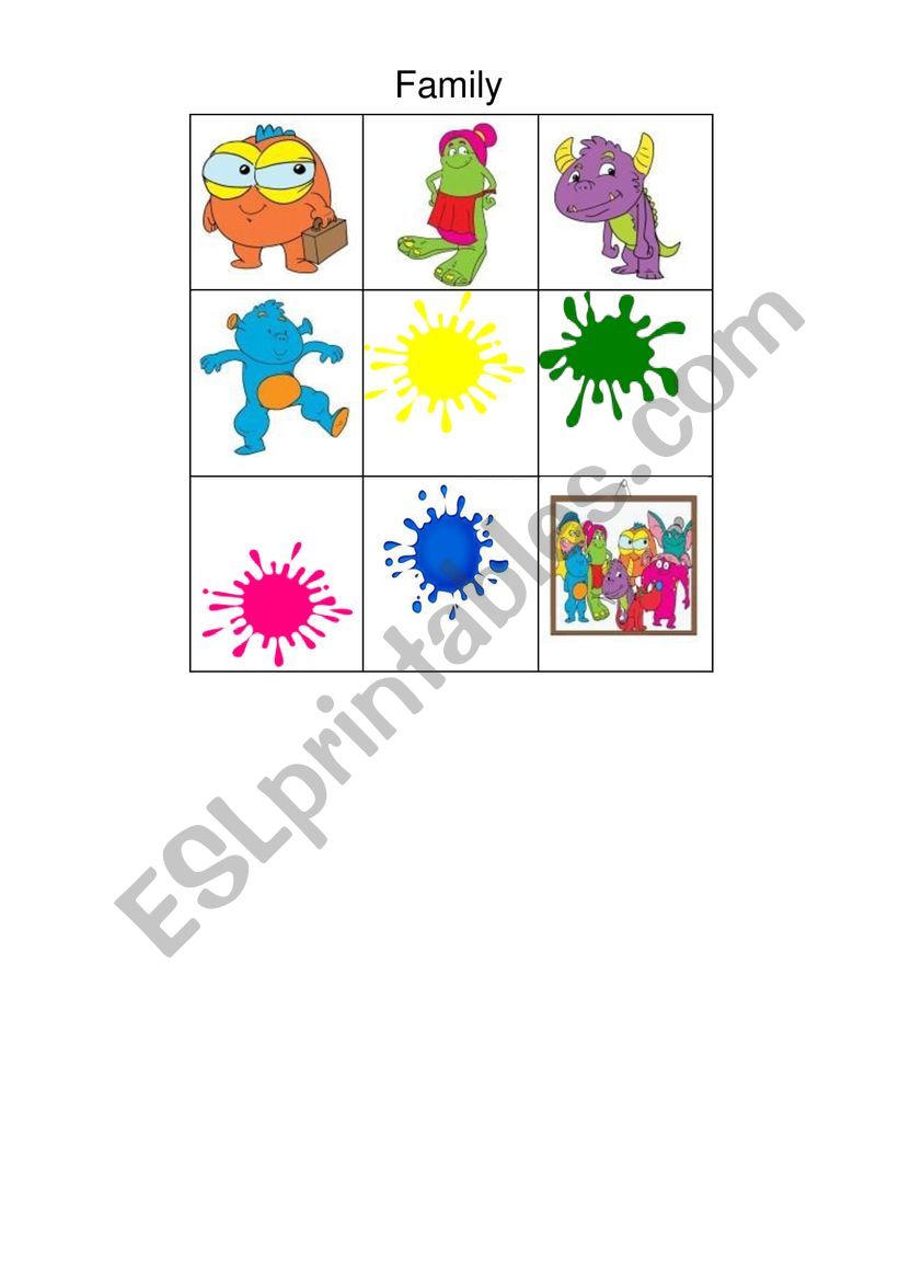 Monster family worksheet