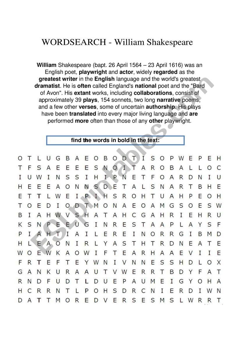 Willian worksheet