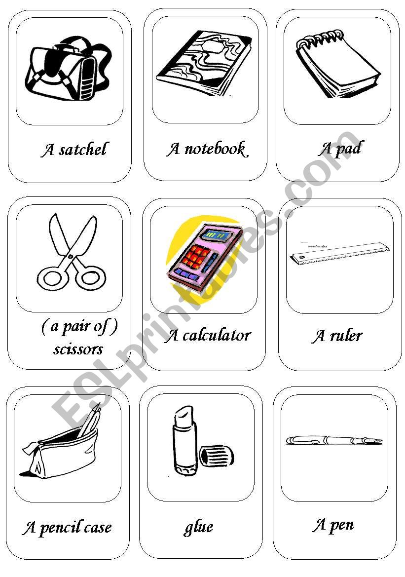 activity cards about school things ( 1 / 2 )