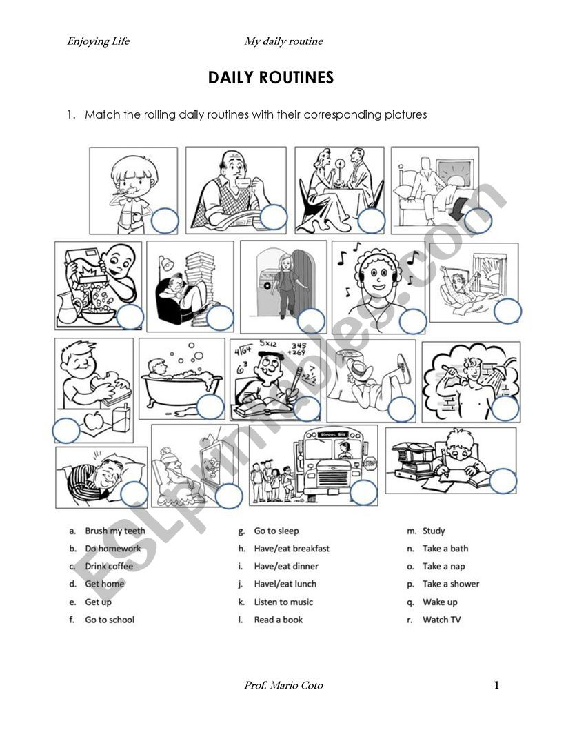 Daily Routines worksheet