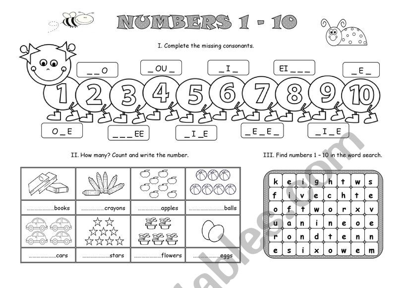 Numbers 1 - 10 worksheet