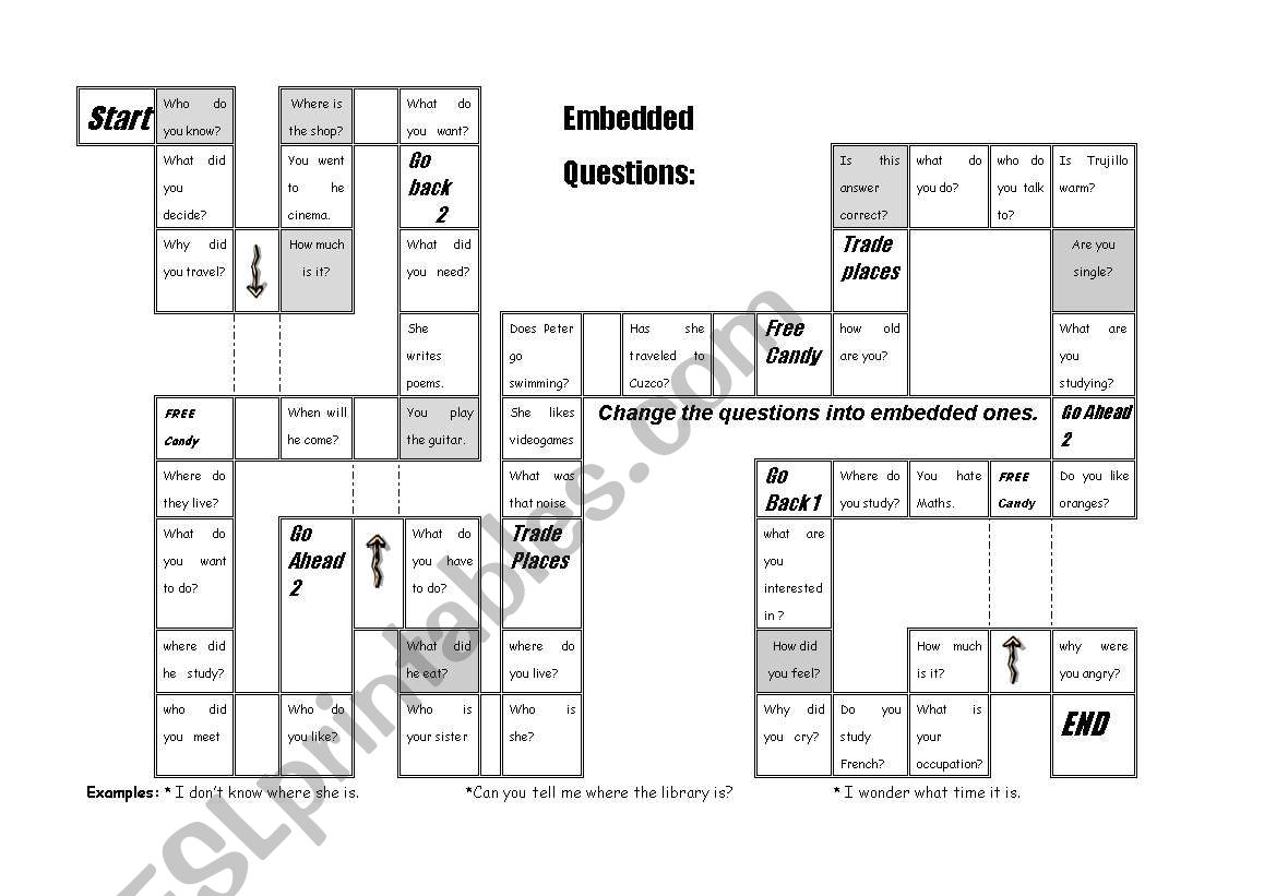 embedded questions game worksheet