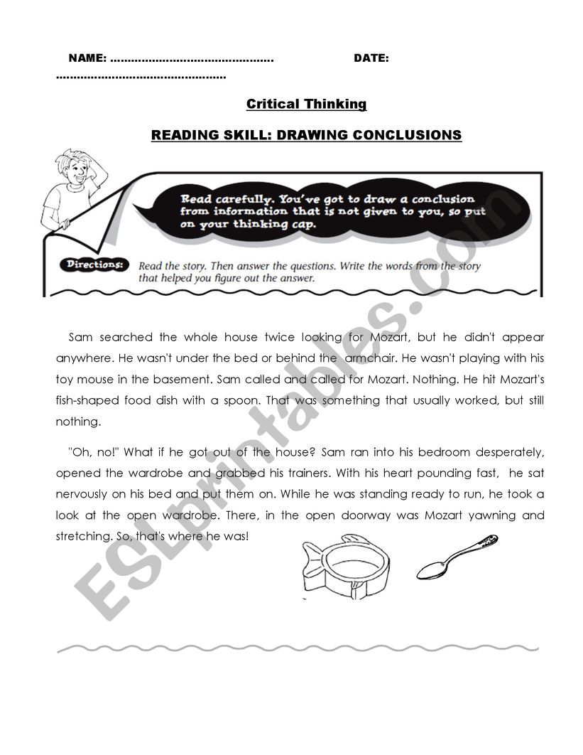 PRACTICING READING COMPREHENSION SKILLS: DRAWING CONCLUSIONS