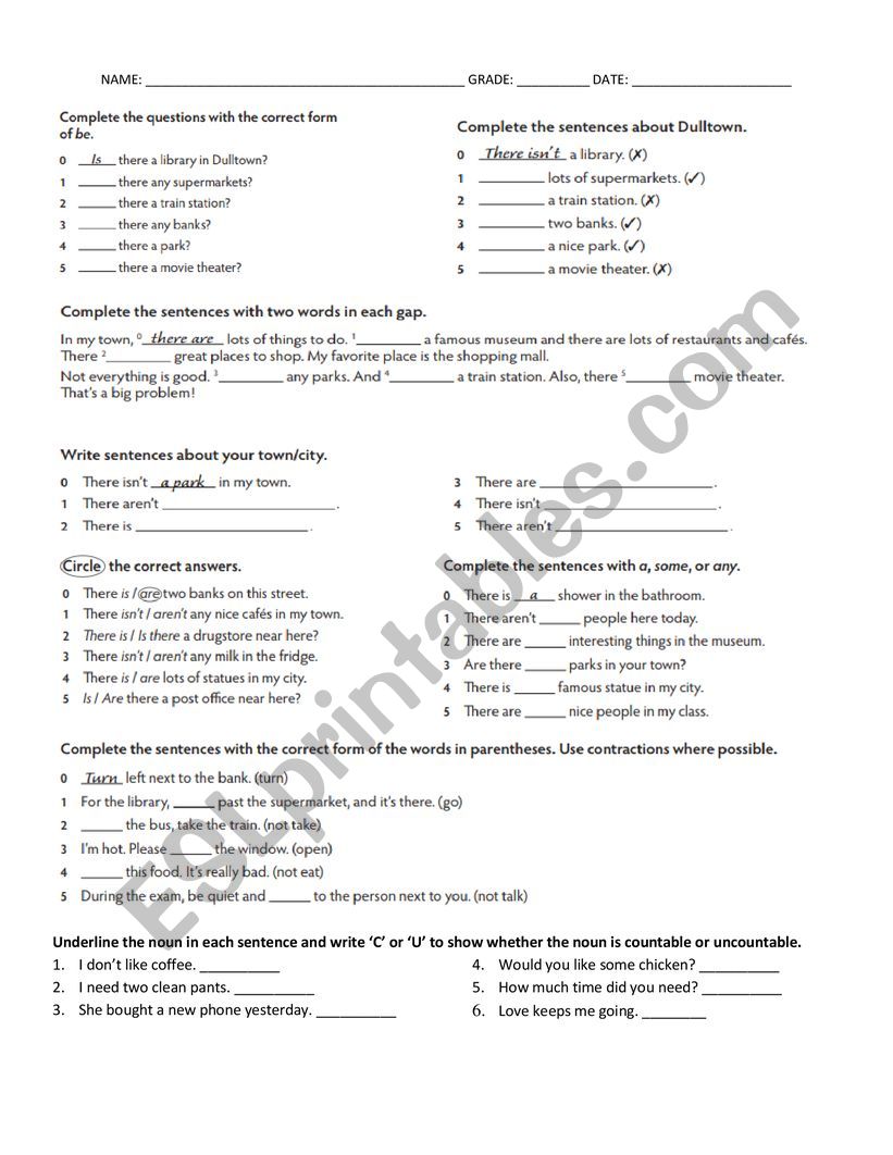 QUANTIFIERS worksheet