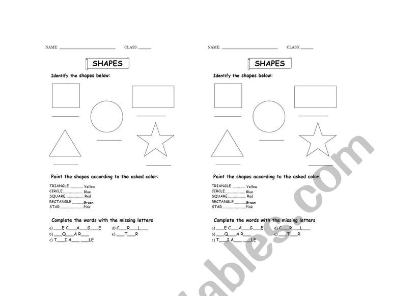 Shapes worksheet