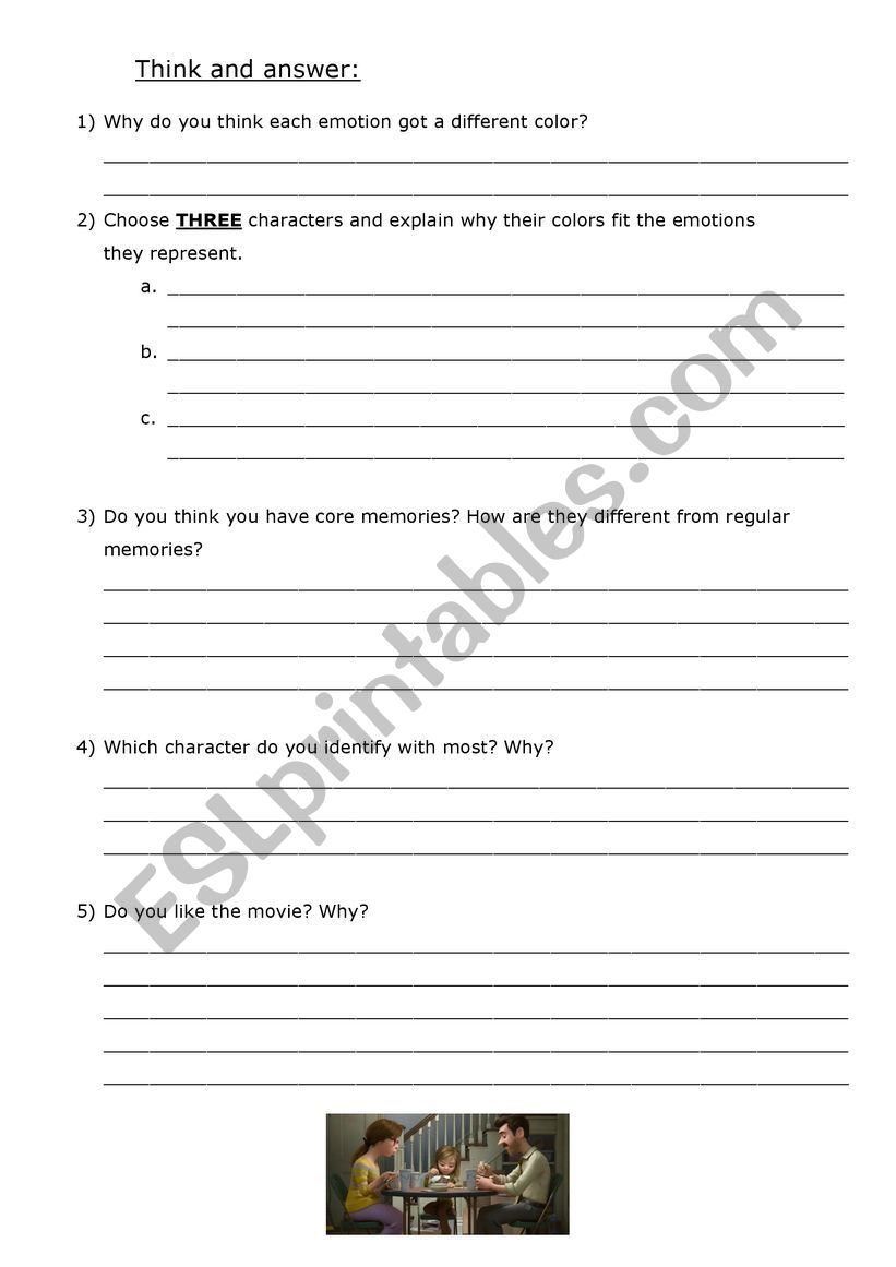 Inside Out - worksheet - ESL worksheet by Imogen A.S. With The Core Movie Worksheet Answers