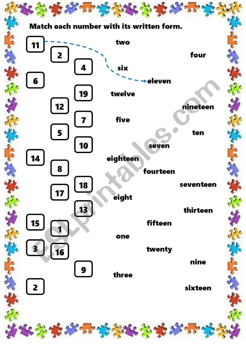 Match each number with its written form.