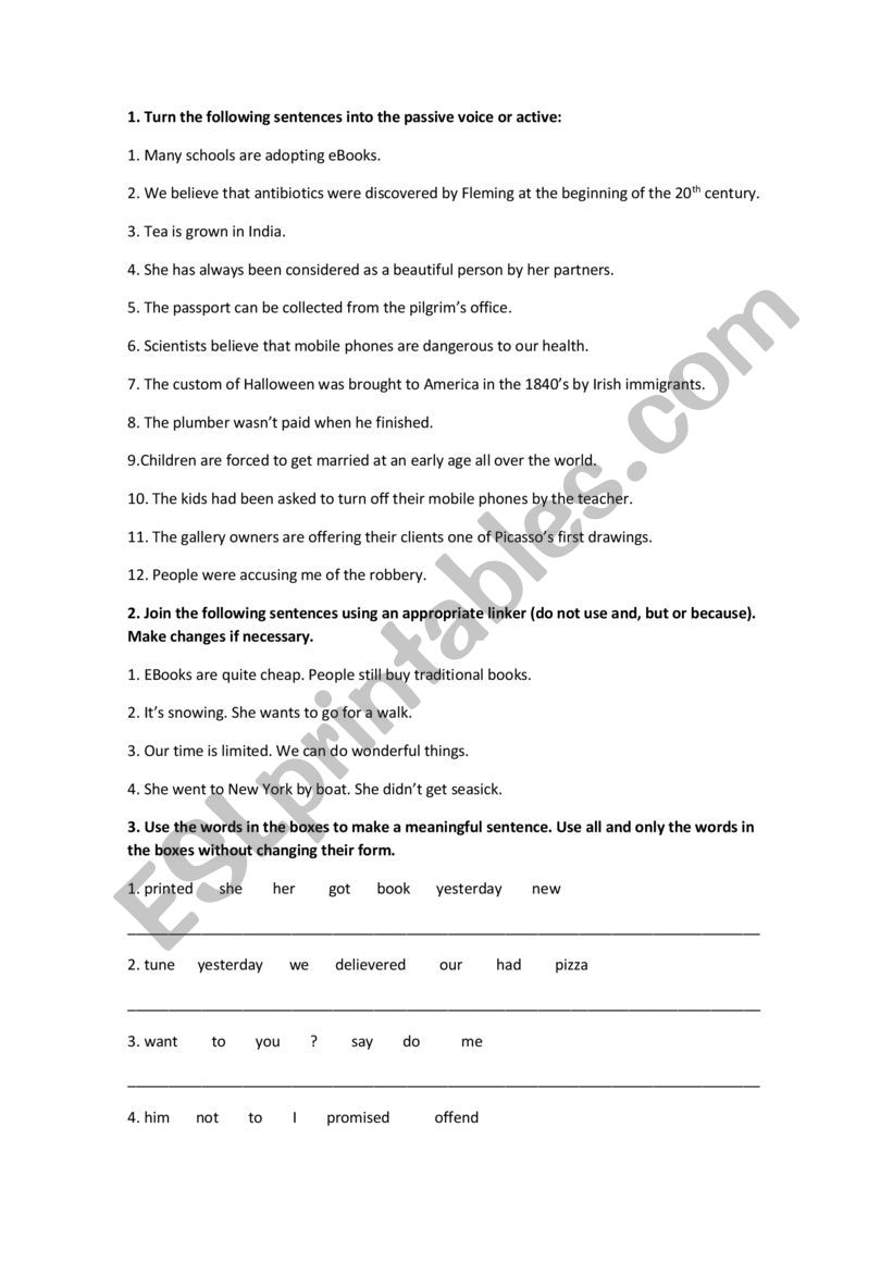 Grammar exercises worksheet