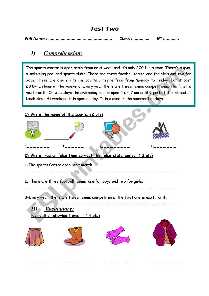 Test  worksheet