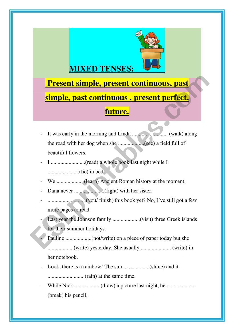 Mixed tenses review worksheet