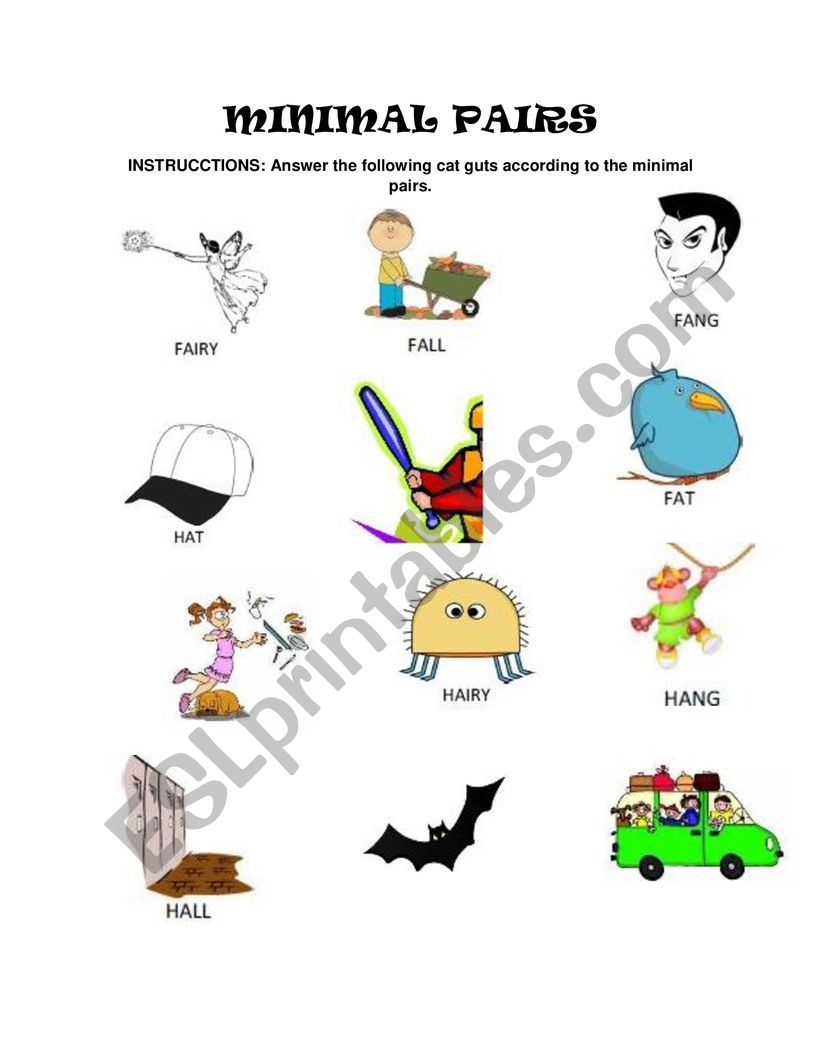 Minimal pairs worksheet