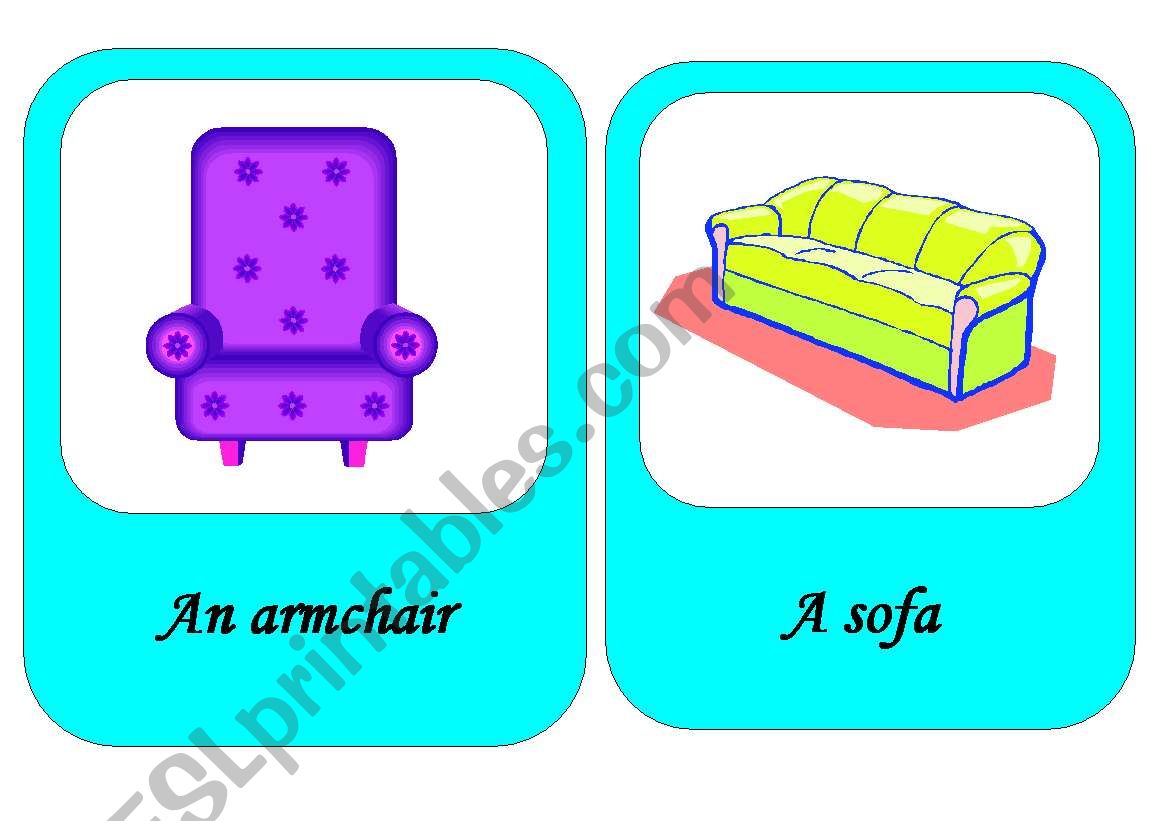 furniture flash cards worksheet