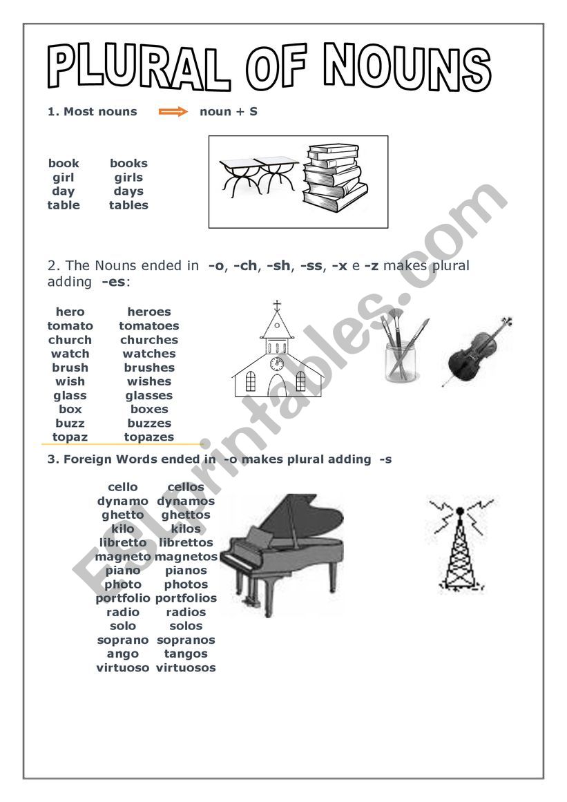 plural of nouns complete rules 3 pages