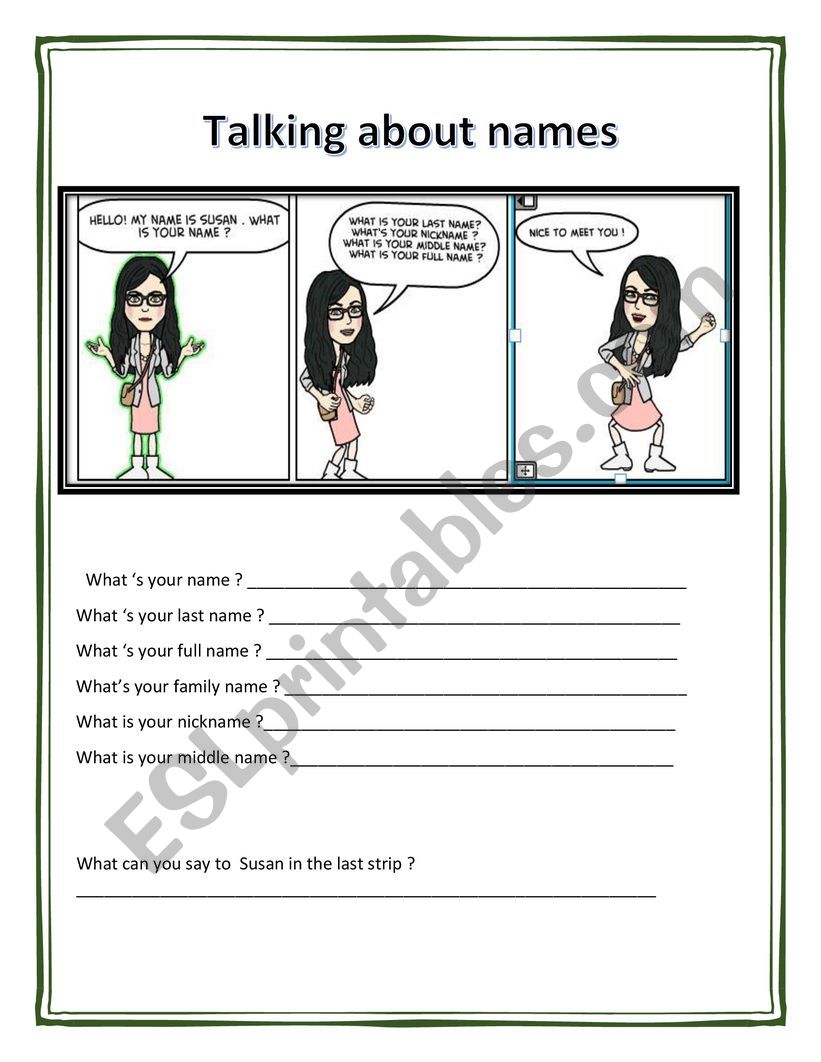 Different ways to ask names  worksheet
