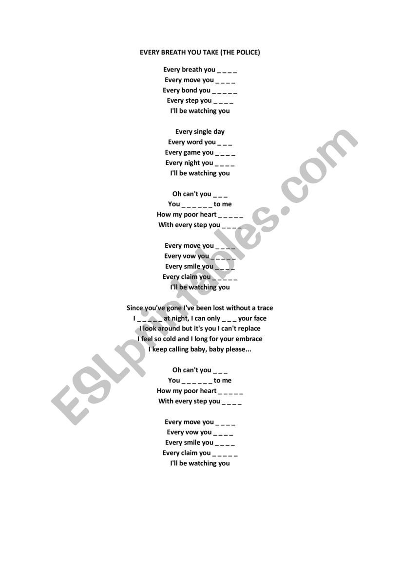 worksheet every break you take
