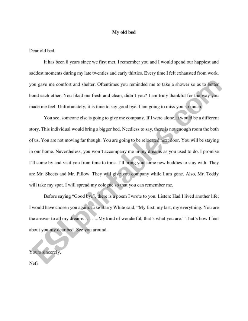 My love letter worksheet