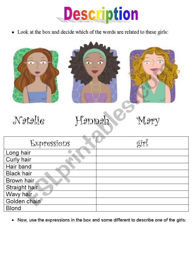 Description worksheet