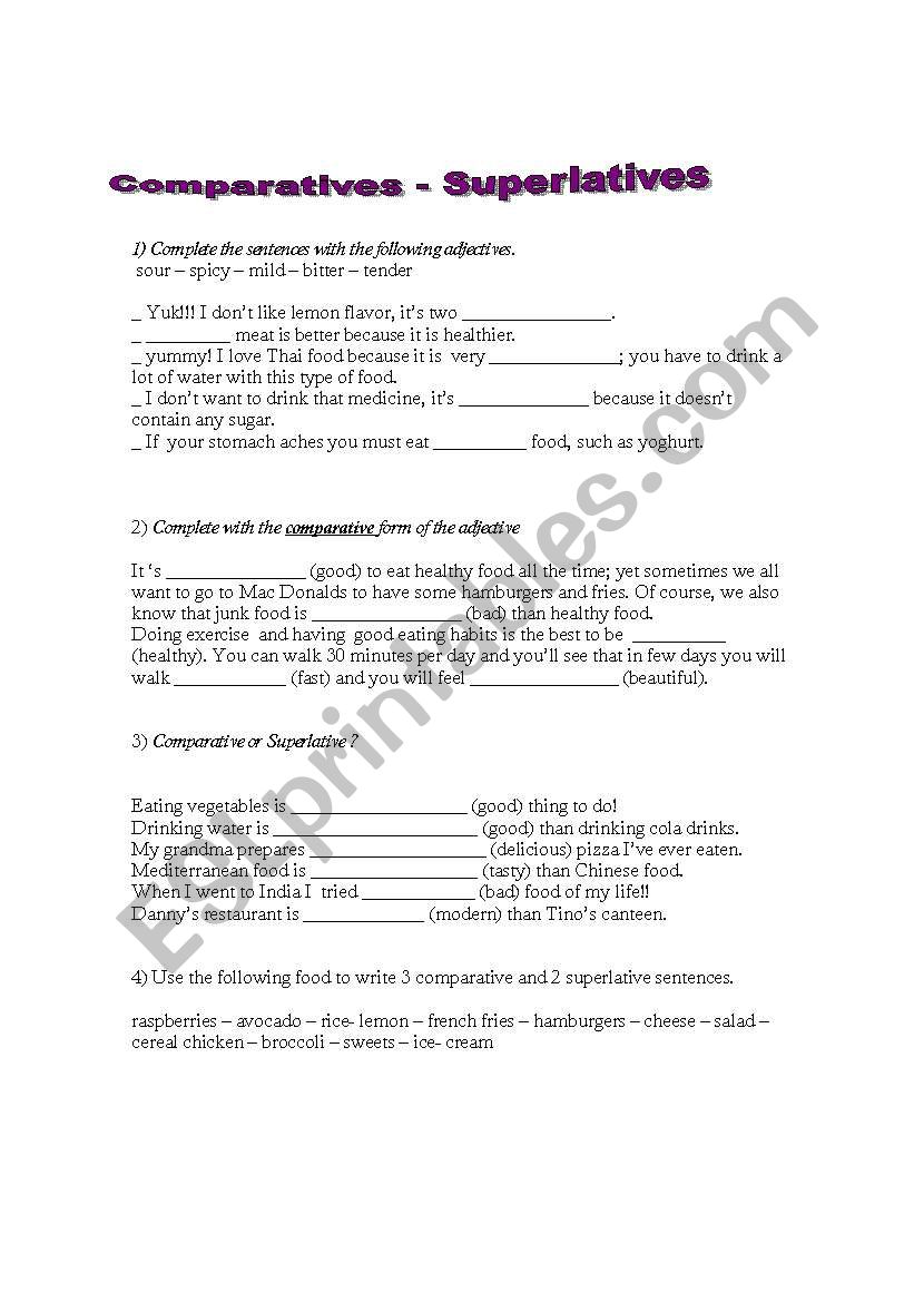 Comparatves - Superlatives worksheet