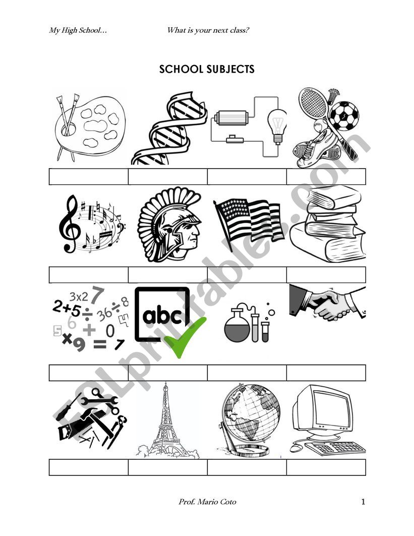 School Subjects worksheet