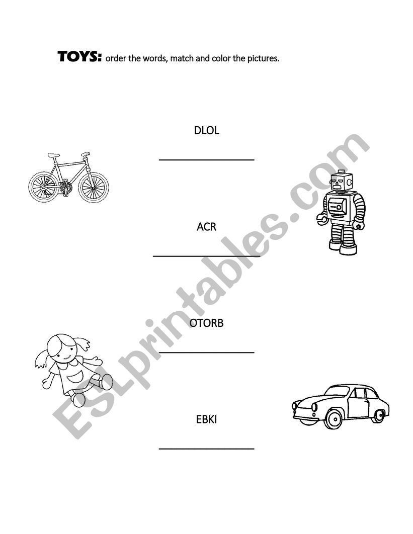 vocabulary of toys exercises worksheet